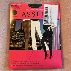 SPANX Assets maternity black opaque textured tights firming thigh rear size 2 M